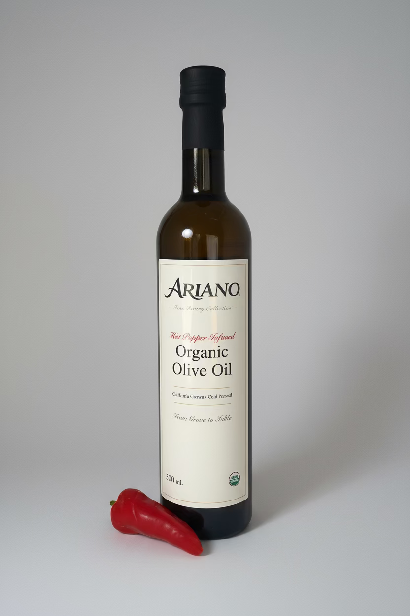 Hot Pepper Infused Organic Extra Virgin Olive Oil  500 ml 16.9 oz