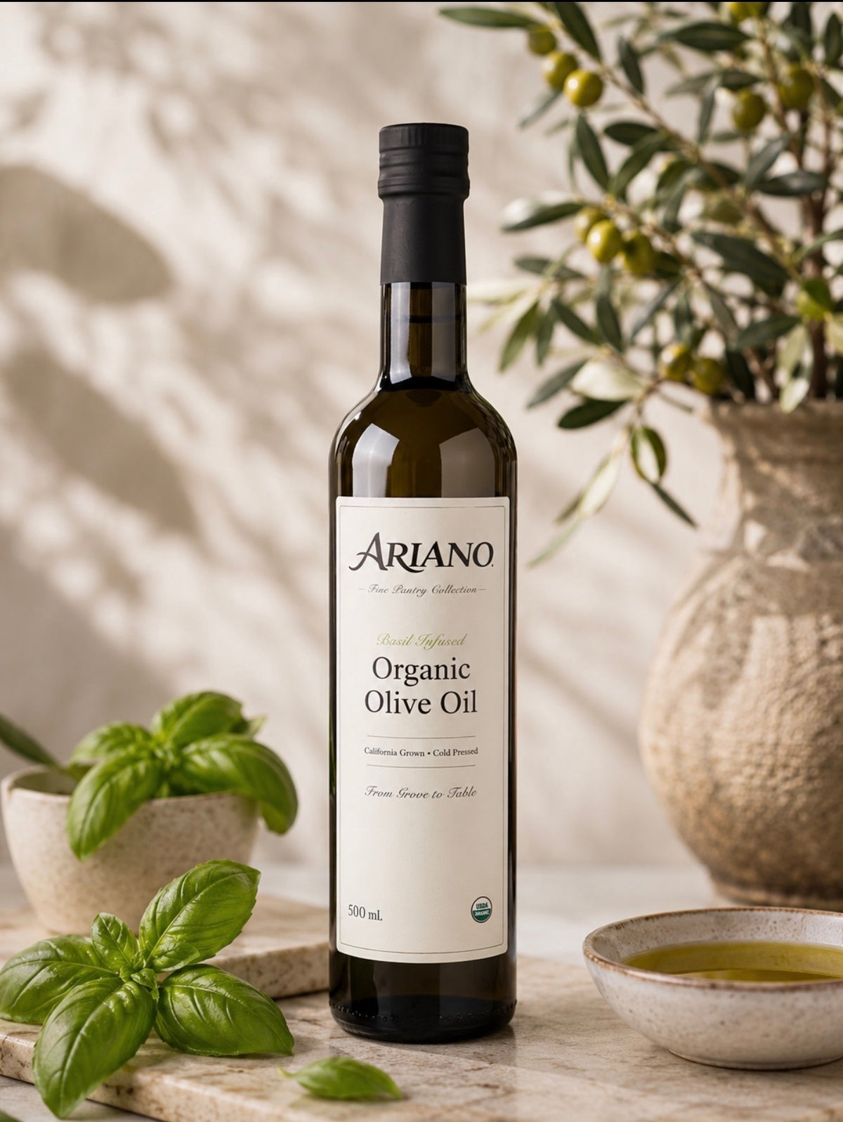 Basil Infused Organic Extra Virgin Olive